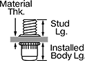 Image of Attribute. Front orientation. Contains Annotated. Rivet Studs.